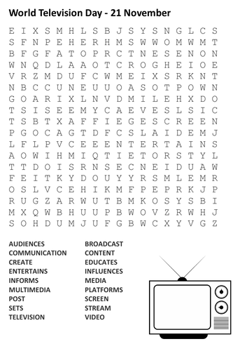 World Television Day Word Search