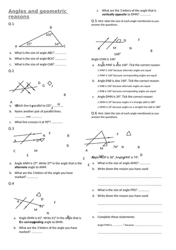 Angles and geometric reasons - intro