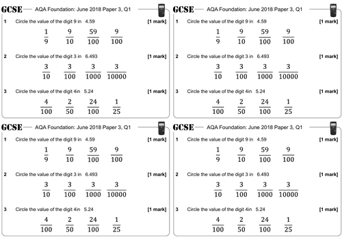 Covnerting Decimals to Fractions - GCSE Questions - Foundation - AQA