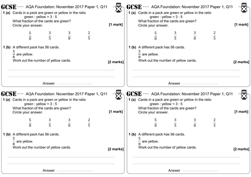 Converting Ratios to Fractions - GCSE Questions - Foundation - AQA
