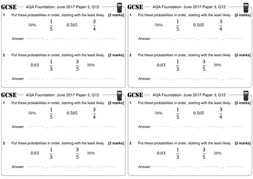 Ordering Fractions, Decimals & Percentages - GCSE Questions - Foundation - AQA