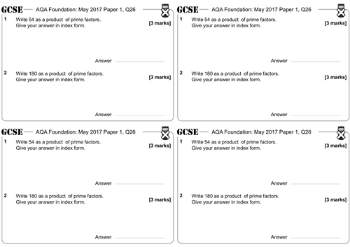 Prime Factorisation in Index Form - GCSE Questions - Foundation - AQA