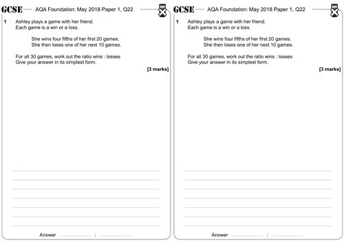 Fractions, Percentages & Ratios of Quantities - GCSE Questions - Foundation - AQA
