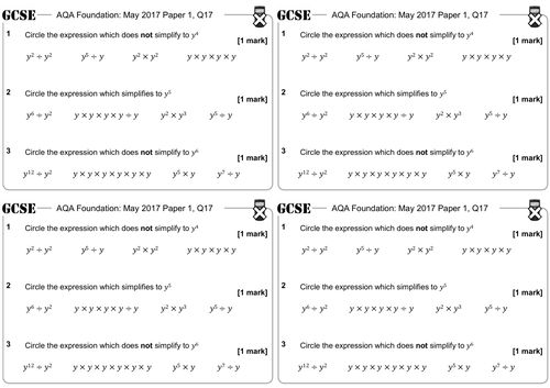 Multiplying & Dividing Terms with Indices - GCSE Questions - Foundation - AQA