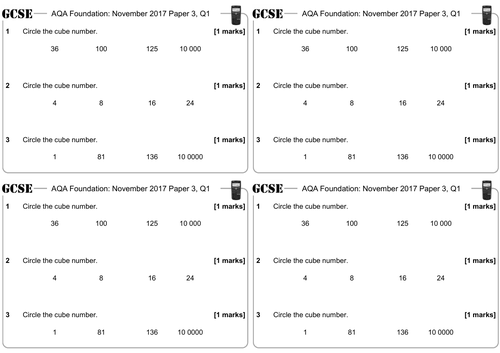 Evaluating Indices - GCSE Questions - Foundation - AQA