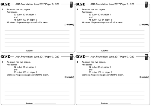Expressing One Quantity as a Percentage of Another: Calculator - GCSE Questions - Foundation - AQA