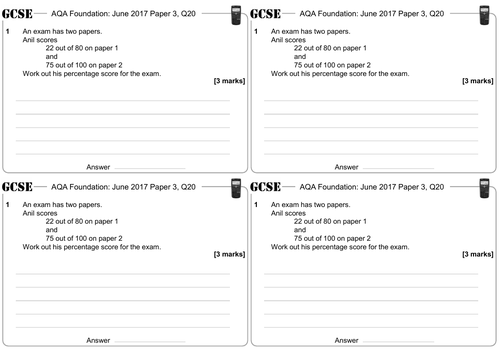 Percentage Problems: Calculator - GCSE Questions - Foundation - AQA