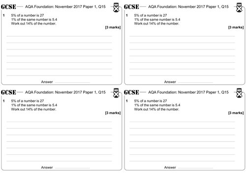 Percentage Problems: Non-Calculator - GCSE Questions - Foundation - AQA