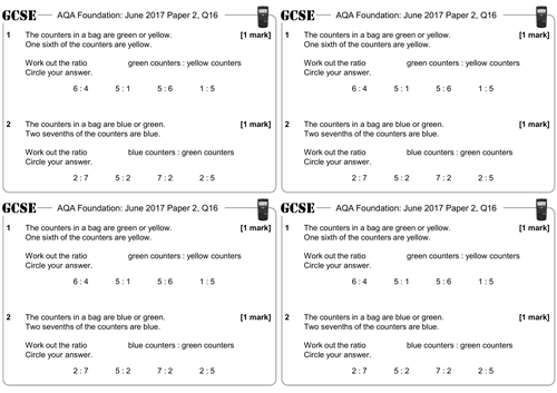 Expressing Division as a Ratio - GCSE Questions - Foundation - AQA