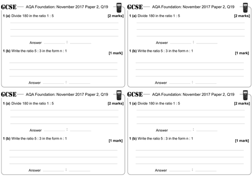 Comparing Ratios- GCSE Questions - Foundation - AQA