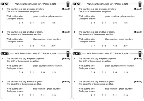 Mixed Ratio Questions - GCSE Questions - Foundation - AQA