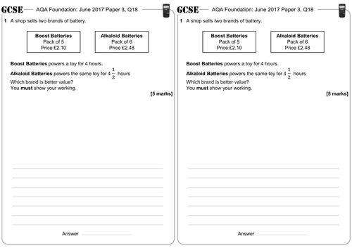 Best Buys: Calculator - GCSE Questions - Foundation - AQA