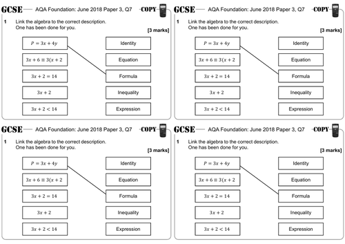 Algebra: Definitions - GCSE Questions - Foundation - AQA