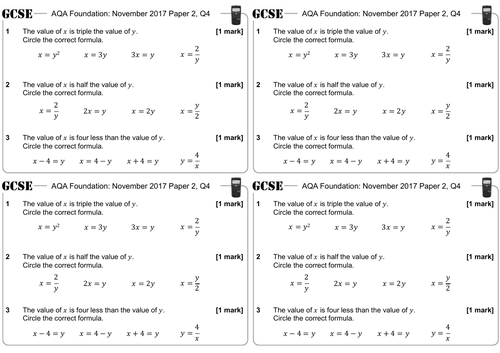 Forming & Solving Linear Equations - GCSE Questions - Foundation - AQA
