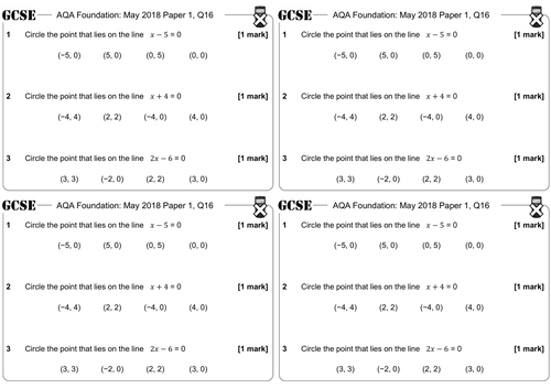 Evaluating Coordinates on Graphs - GCSE Questions - Foundation - AQA