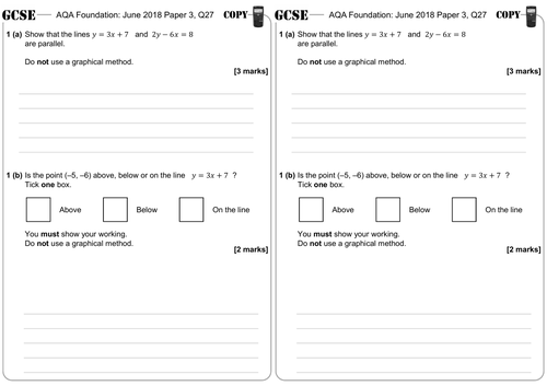 Calculating the Equation of Parallel Lines - GCSE Questions - Foundation - AQA