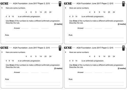 Linear Sequences - GCSE Questions - Foundation - AQA