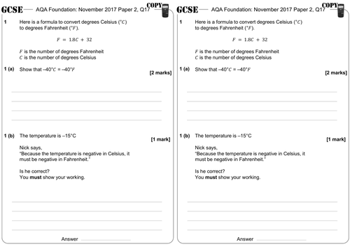 Substitution With a Calculator - GCSE Questions - Foundation - AQA