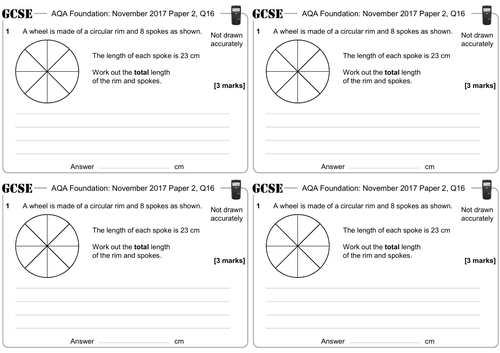 Area & Circumference of a Circle - GCSE Questions - Foundation - AQA