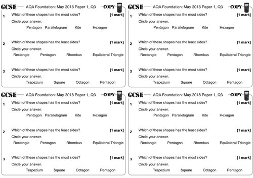 Classifying Quadrilaterals - GCSE Questions - Foundation - AQA