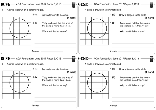 Circle Vocabulary - GCSE Questions - Foundation - AQA