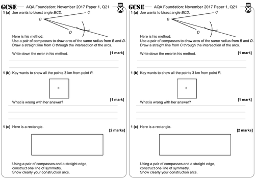 Bisectors & Loci - GCSE Questions - Foundation - AQA