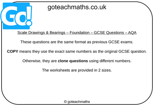 Scale Drawings & Bearings - GCSE Questions - Foundation - AQA