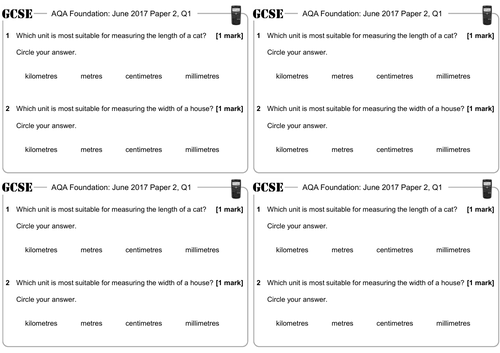 Metric Systems of Measurement - GCSE Questions - Foundation - AQA