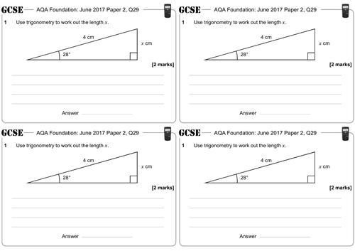 Trigonometry - GCSE Questions - Foundation - AQA