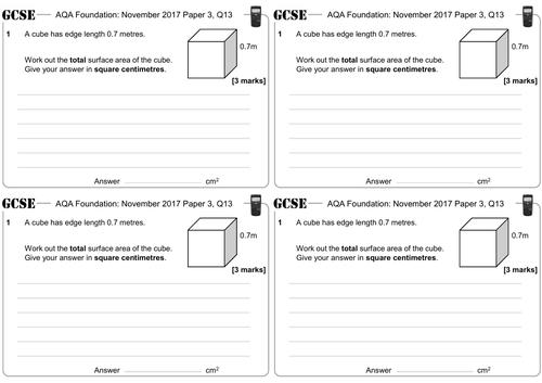 Volume & Surface Area - GCSE Questions - Foundation - AQA