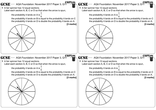 Probability - GCSE Questions - Foundation - AQA