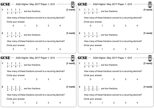 Converting Recurring Decimals to Fractions - GCSE Questions - Higher - AQA