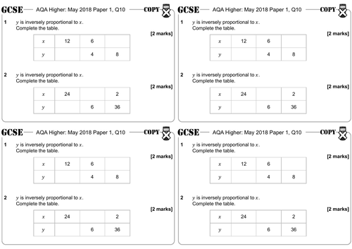 Direct & Inverse Proportion - GCSE Questions - Higher - AQA