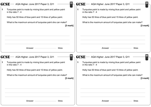 Ratios & Quantities - GCSE Questions - Higher - AQA