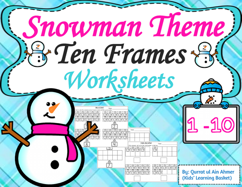 Snowman Theme TenFrames Worksheets(1-10)