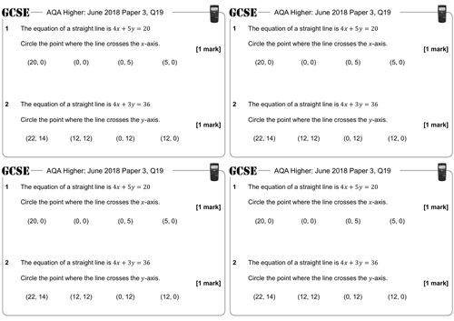Calculating the Equation of a Line - GCSE Questions - Higher - AQA