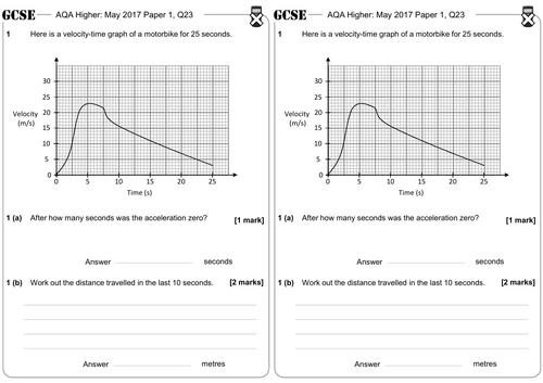 Velocity-Time Graphs - GCSE Questions - Higher - AQA