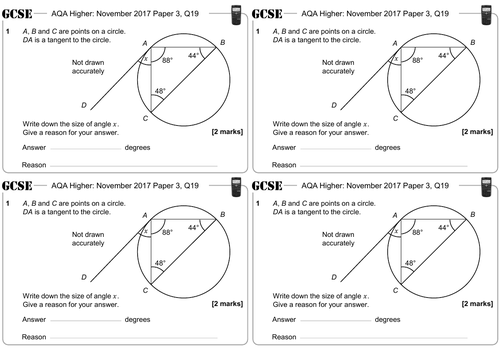 Circle Theorems Gcse Questions Higher Aqa Teaching Resources 6399