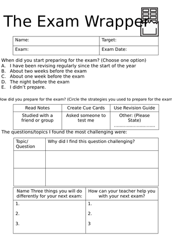 Exam Wrapper - all subjects