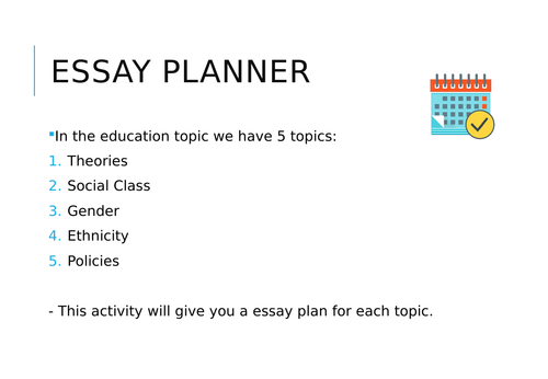 GCSE Sociology - Student Essay Planner