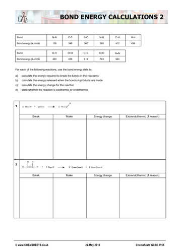 Calculating Bond Energies