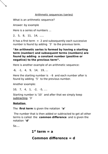 Arithmetic sequences