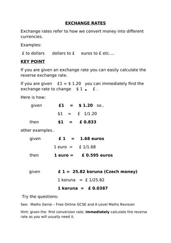 Exchange rates (9-1)