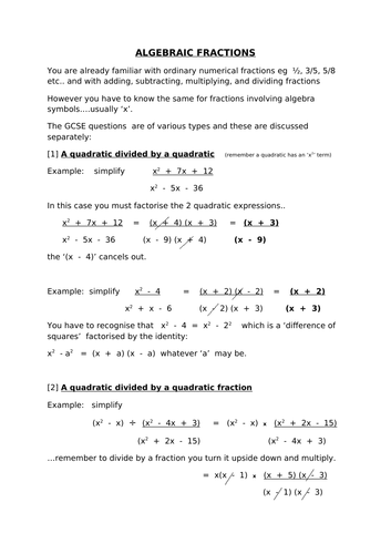 Fractions algebra (9-1)