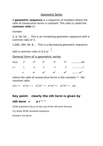 Geometric series (9-1)