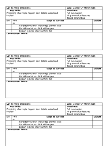 book review success criteria ks2