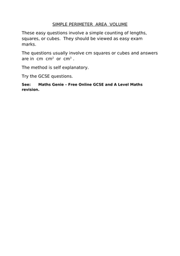 Perimeter, area, volume (9-1)