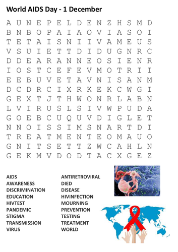 World AIDS Day Word Search