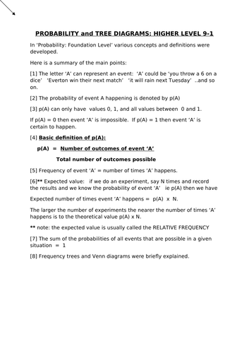 Probability and tree diagrams (9-1)