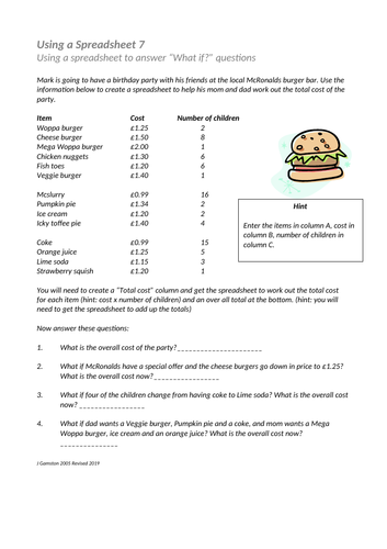 Using Spreadsheets 7 Changing the data